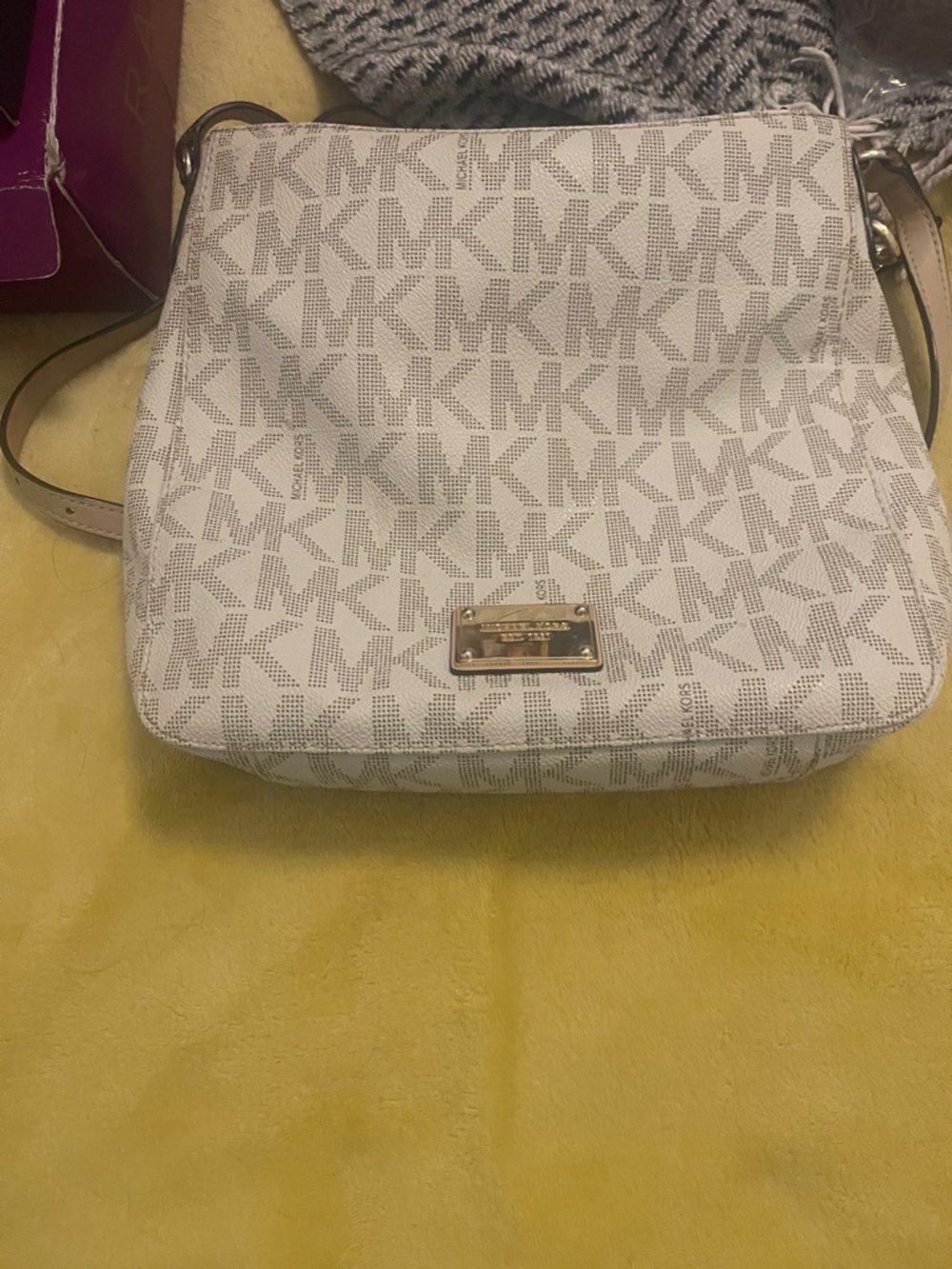 Michael Kors Cream-White MK Logo Crossbody Bag